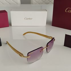 Cartier Buffalo Horn sunglasses with super rare lavender lenses and honey colored arms