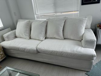 White cloud style Fabric Sofa - washable covers delivery available 43d x 90L 18h seat/38h Back