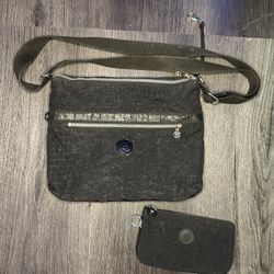 KIPLING Four Zipper Compartment Nylon Black+ Creativity Small Pouch 7" x 4 Match