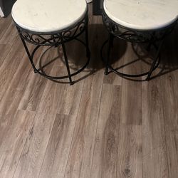 Distressed  white side tables