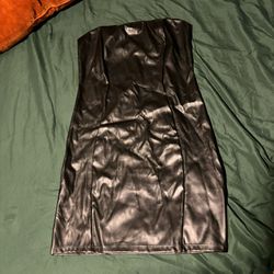 black faux leather dress