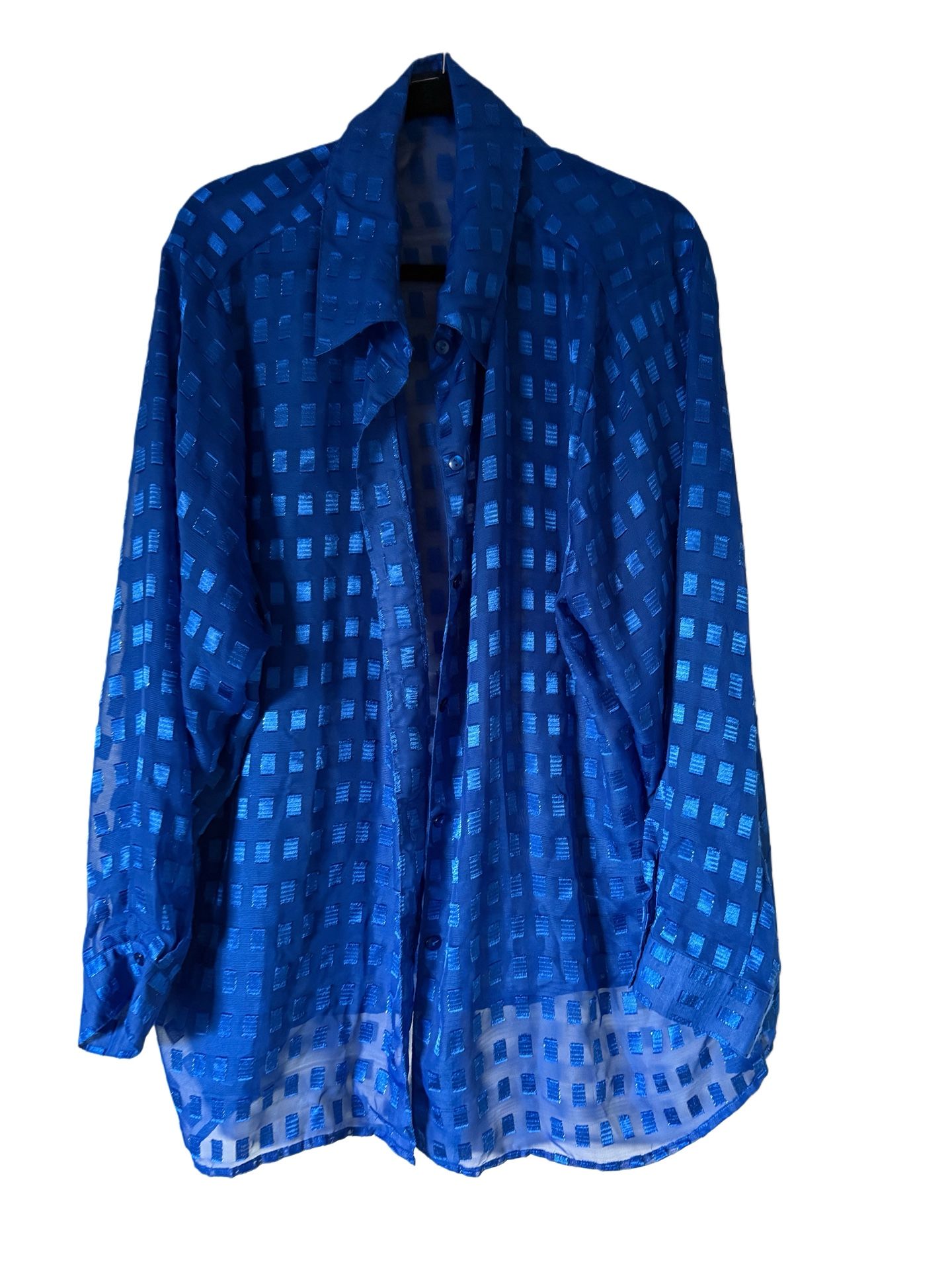 Vintage elementz plus size 3XL women’s button down sheer Blue Women's top blouse