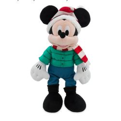 Disney Store Mickey Mouse Holiday Plush Toy Winter 2021 Snow Jacket Hat Scarf
