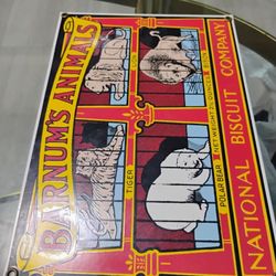 Vintage Porcelain Sign National Biscuit Animal Crackers Nabisco Barnum Circus Rooney Porcelain Enamel Collectible Old Sign 7 x 11 1/2Inch