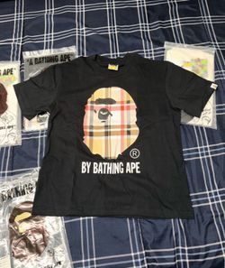 BAPE x Burberry Check Big Ape Head Tee 'Black/ Red'