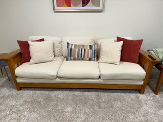 Craftsman Wooden Base Couch with Pillows