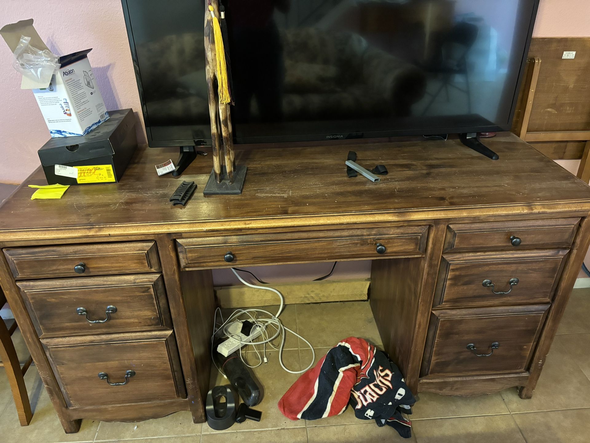 Vintage Wood Desk / TV Stand 