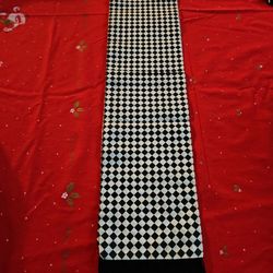 Art Deco Silk-like Black &White Checkered Scarf