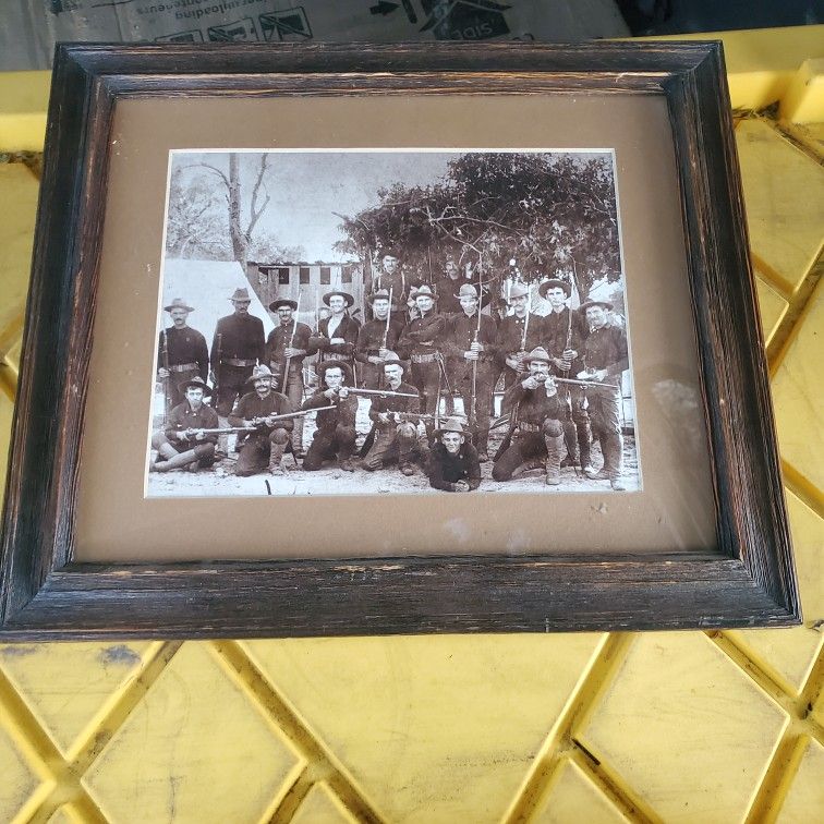 Old Military Photo With Wood Frame
