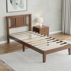 Twin Size Platform Bed Frame with Headboard