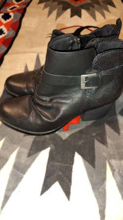 Black Leather Ankle Boots with Buckle