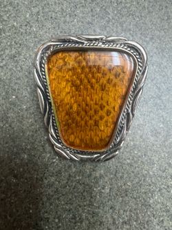 Vintage SSI Diamondback Rattler Bolo Tie Slide – Genuine Rattlesnake Skin Western Accessory
