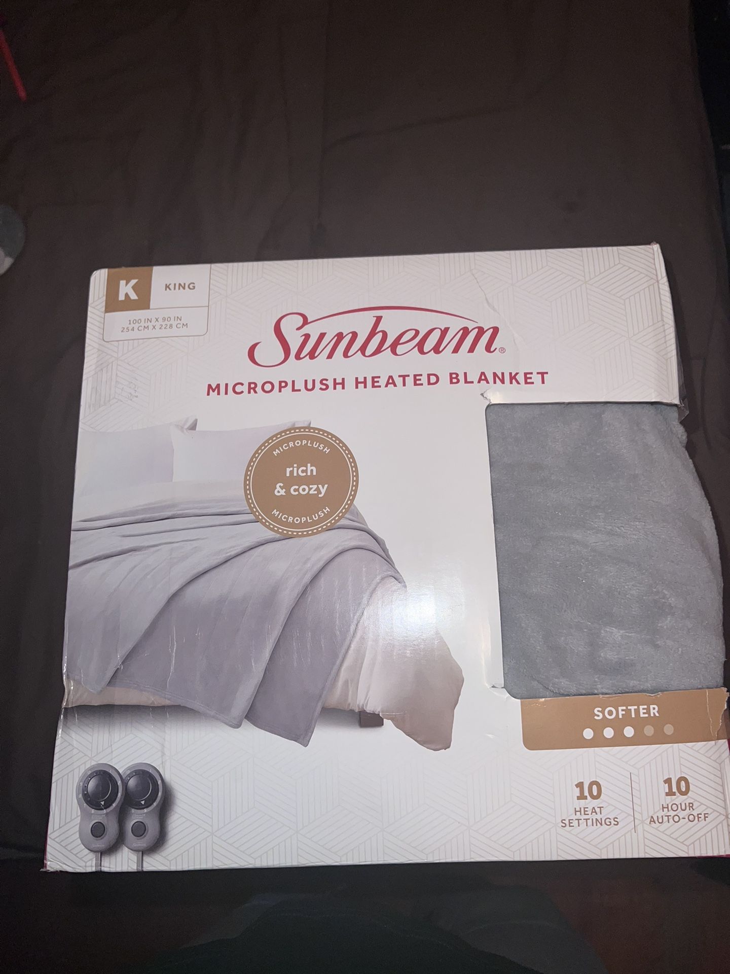 King Size Sunbeam micro plush heated blanket