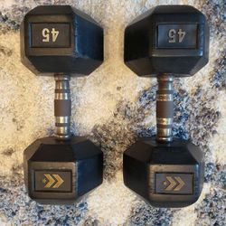 45lb Rubber Dumbell Set