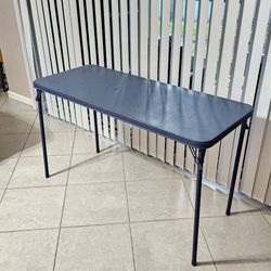 Cosco 20x48 Vinyl Top Folding Table Navy Blue Metal Frame Utility Desk
