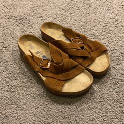 Birkenstock Vintage Men’s Lugano Sandals Shoes Brown Suede Leather Y2K sz 43 US 10-10.5