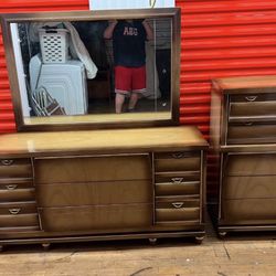 United Furniture Corporation Mid Century Modern Bedroom Dresser, Tall boy Dresser , and Nightstand  Nightstand  22” wide 16  3/4” deep  25 1/4” tall  