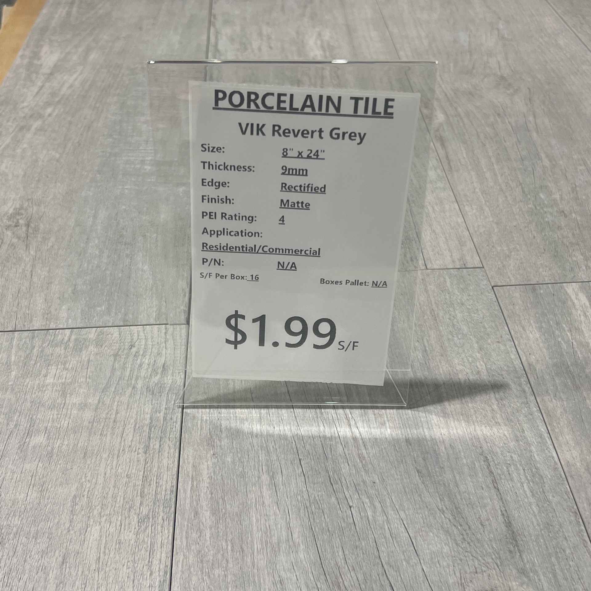 PORCELAIN TILE 8” X 24” $1.99/ Sq ft