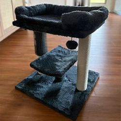 Dark Blue Cat Tree Condo w Hammock Bed & Scratching Post