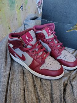 Air Jordan 1 Mid Red Grey Sneakers