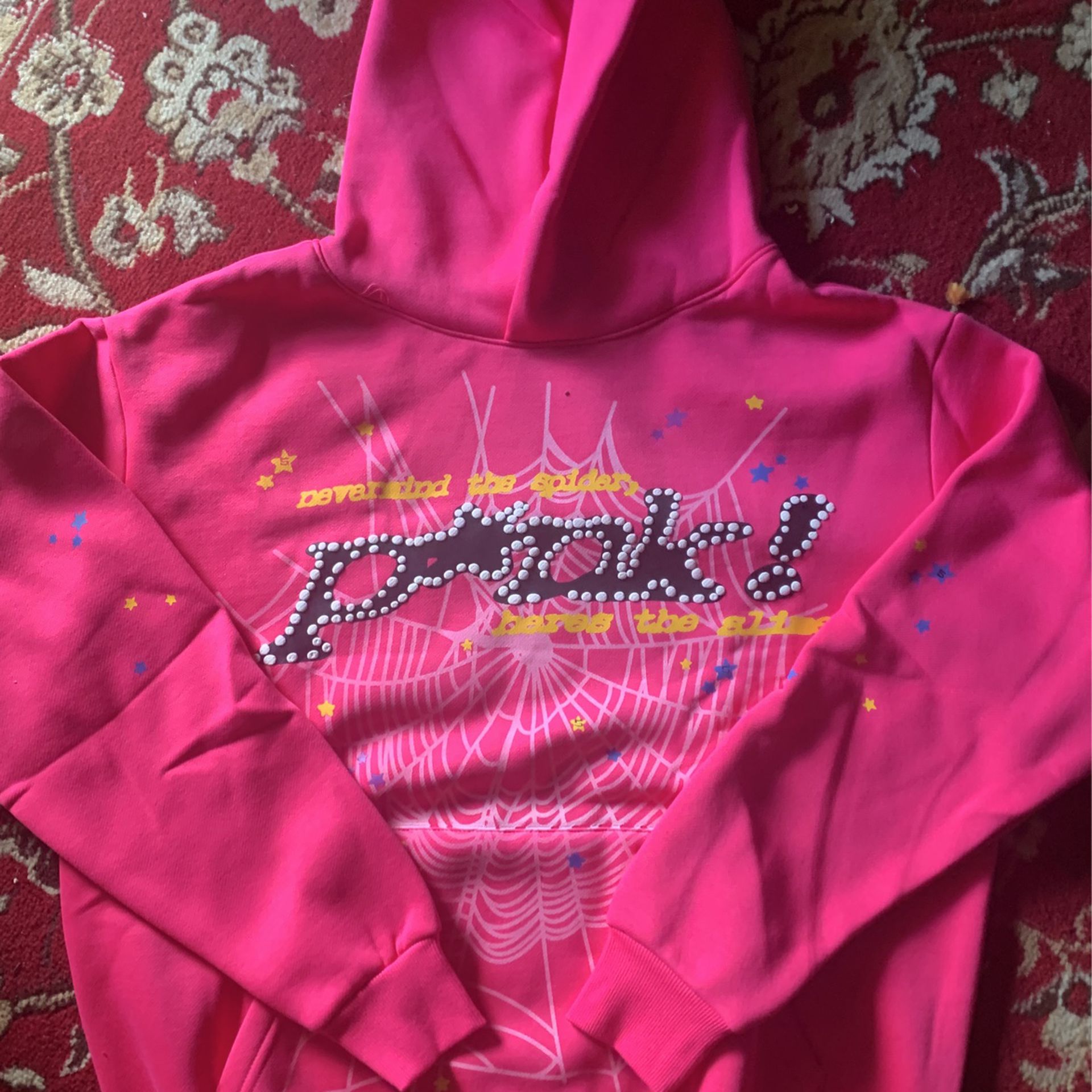 pink pink spider hoodie small