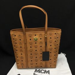 MCM Aren Top-Zip Shopper in Visetos Size Medium Tote Bag