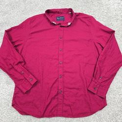Robert Graham Men Textured Button Up Shirt Size 3XL Red Tailored Casual Modern
