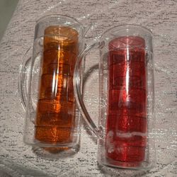 Set Of Two Plastic Jugs With Stackable Glasses 