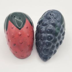 Vintage Strawberry Grapes Fruit Salt & Pepper Shakers Set