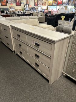 6-Drawer Double Dresser in White Wood Finish