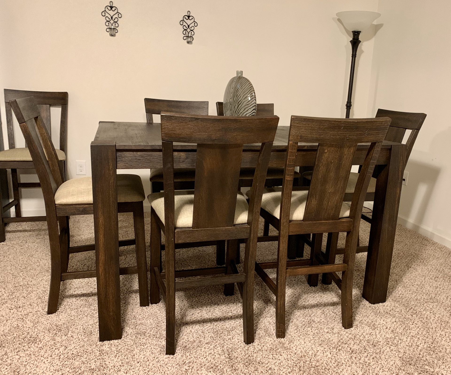 Gorgeous Like New Counter-Height Dining Table with Eight Chairs