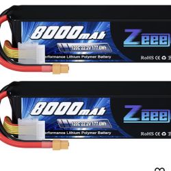 Zeee 6S Lipo Battery 8000mAh 22.2V 120C Soft Pack RC Battery XT60 Connector for RC Car Truck Desert Racer RC Drone RC Tank Racing Hobby Models(2 Pack)