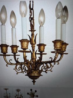 Antique French Bronze Chandelier Gilt