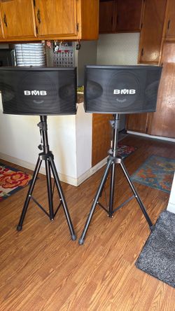 2 BMB speakers 8” with stands.