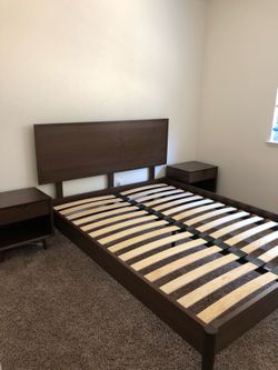 Bedroom set by SCANDINAVIAN DESIGNS  queen bed and two nightstands