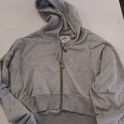 Grey Crop Hoody Sweater