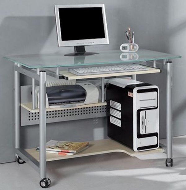 New Rolling Computer Desk Metal And Glass Storage For In Phoenix Az Offerup