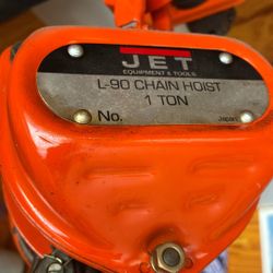 Jet 1 Ton Chain Hoist System Manual With 2 Ton Trolley & 13 Ft Rail