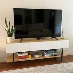 Modern Wood & White TV Stand