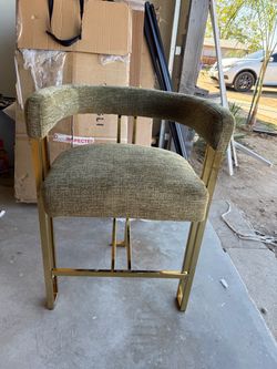 Modern Bar Stool with Gold Frame