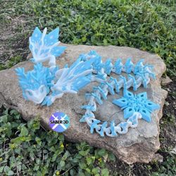 3D Printed Articulated Snowflake Dragon, 30 Inches Long
