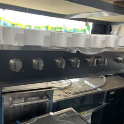 Matte Black Cafe 48” Wide Gas RangeTop Commercial Style New