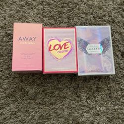 3 Women’s Perfumes Bundle (Ariana Grande Love, Goddess, and Away)