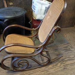Wood And Cane Rocking Chair $60.00 Or Bo