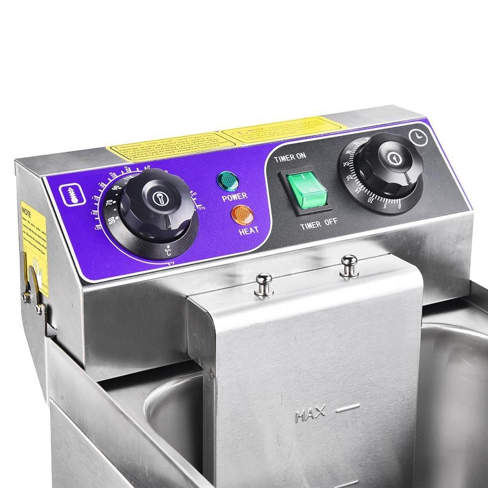 10L Electric Deep Fryer with Drain Stainless Steel French Fries Fried Chicken Wings