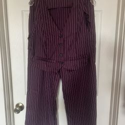 Pinstripe Purple Vest And Trousers 