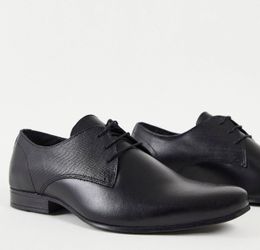 Topman Bright Emboss Lace Up Shoes In Black Leather