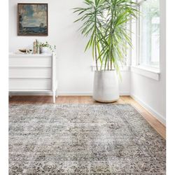 Loloi II Layla Collection, LAY-06, Taupe/Stone, 5'-0" x 7'-6", .13" Thick, Area Rug, Soft, Durable, Vintage Inspired, Distressed, Low Pile, Non-Sheddi