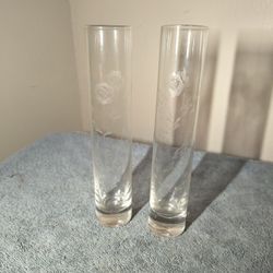 Glass Flute 2 Pack Flower Design 