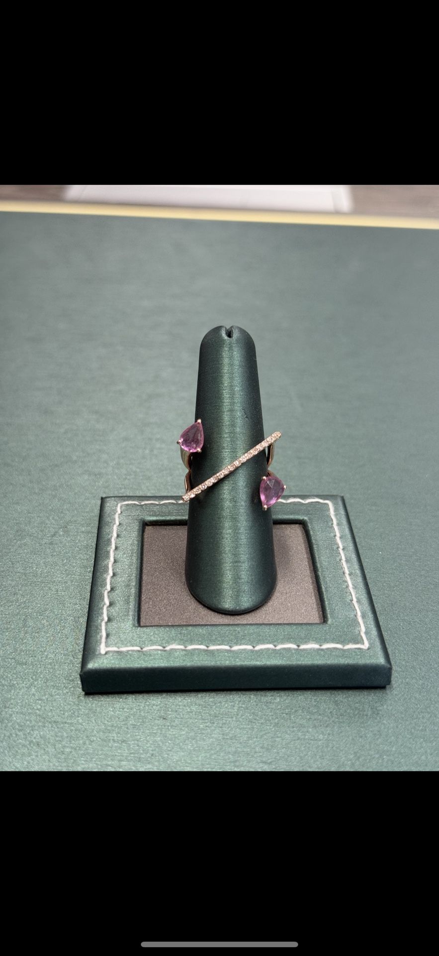 Double drip sapphire and diamond ring